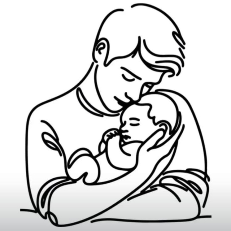 Un bébé dormant dans les bras de son papa